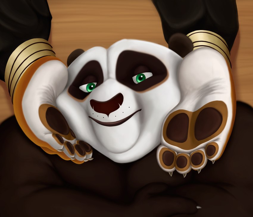 4_toes anthro barefoot brown_pawpads claws clothed clothing countershade_feet countershading dreamworks_smirk duo feet female foot_fetish foot_focus foot_on_face green_eyes head_between_feet hindpaw humanoid_feet looking_at_viewer male male/female pawpads paws plantigrade plantigrade_pawpads soles toe_claws toes white_soles pinwin dreamworks kung_fu_panda master_po_ping master_tigress bear felid giant_panda mammal pantherine tiger 2024 hi_res