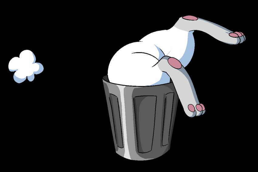 ambiguous_gender anthro featureless_crotch hiding legs_in_air pawpads solo tail tail_tuft trash_can tuft king_of_sorrow_(artist) the_nature_of_predators lagomorph mammal sivkit_(the_nature_of_predators) alpha_channel