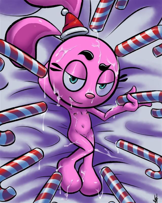 anthro bodily_fluids candy candy_cane cum cum_everywhere cum_on_body cum_on_face cumshot dessert ejaculation female food fur genital_fluids green_eyes holidays looking_at_viewer messy nude orgasm pink_body pink_fur young young_anthro n3f4str10 christmas yin_yang_yo! yin_(yin_yang_yo!) lagomorph mammal 4:5 absurd_res hi_res