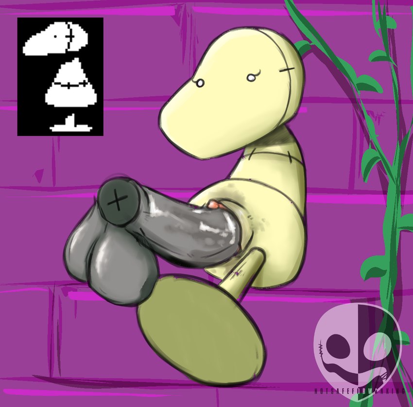 ambiguous_gender anthro balls bodily_fluids duo erection female genital_fluids genitals male male/female penetration penile penis plushie pussy sex simple_background vaginal vaginal_penetration notsafeforwanking undertale undertale_(series) dummy_(undertale) animate_inanimate human mammal digital_media_(artwork) hi_res