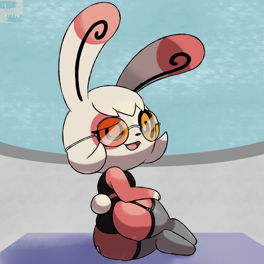 anthro butt clothing eyewear female legwear looking_at_viewer looking_back poolside solo stockings sunglasses swimwear thighs_together two-piece_swimsuit reallydarkandwindie nintendo pokemon delilah_(darknwindie) generation_3_pokemon mammal pokemon_(species) spinda hi_res