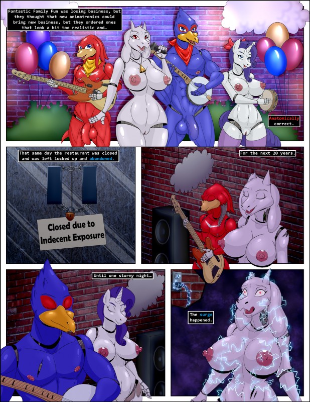 falco lombardi, knuckles the echidna, rarity, and toriel (sonic the hedgehog (series) and etc) created by libra-11
