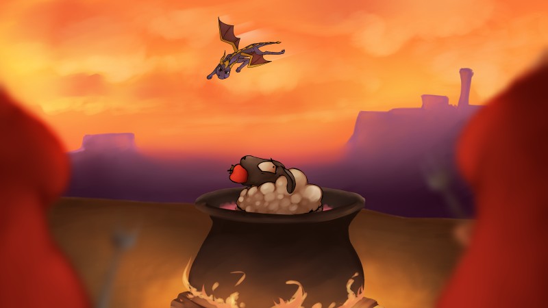 apple cauldron cooking cooking_with_furs duo feral flying food fruit membrane_(anatomy) membranous_wings plant tail wings marsminer activision mythology spyro_the_dragon marble_(gittonsxv) spyro bovid caprine domestic_sheep dragon mammal mythological_creature mythological_scalie scalie sheep suffolk_sheep 16:9 2016 absurd_res digital_media_(artwork) hi_res warm_colors widescreen