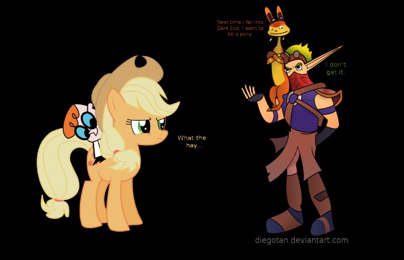applejack, daxter, dexter, and jak (sony interactive entertainment and etc) created by diegotan
