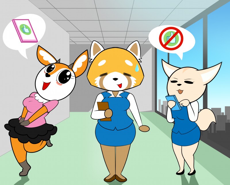 fenneko, retsuko, and tsunoda (aggretsuko and etc) created by marcodile