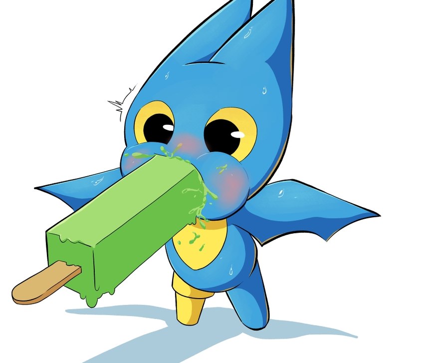 anthro blue_body bodily_fluids cheek_bulge female food food_fetish pegleg popsicle popsicle_in_mouth popsicle_melting semi-anthro solo suggestive suggestive_food sweat yellow_sclera young young_anthro young_female terzeebo cartoon_network mao_mao:_heroes_of_pure_heart adorabat bat mammal digital_media_(artwork)