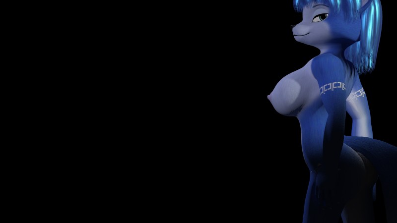 anthro big_breasts black_nose blue_body blue_fur blue_hair breasts female fur green_eyes hair looking_at_viewer nipples nude simple_background smile solo white_body white_fur themeshow101 nintendo star_fox krystal_(star_fox) canid canine fox mammal 16:9 2018 3d_(artwork) digital_media_(artwork) hi_res wallpaper widescreen