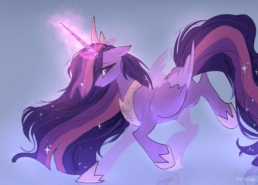 armor breastplate female feral fog folded_wings furgonomics glowing glowing_horn horn horseshoe magic princess royalty solo sparkles wings petaltwinkle friendship_is_magic hasbro my_little_pony mythology twilight_sparkle_(mlp) equid equine mammal mythological_creature mythological_equine winged_unicorn hi_res