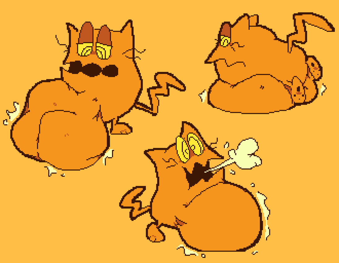 ambiguous_gender ambiguous_pred armless belly belly_on_ground belly_squish big_belly big_eyes big_mouth_(anatomy) biped bloated burp_cloud burping butt closed_frown cloud_emanata deep_squish digestion digestion_sequence ears_up emanata featureless_crotch feet frown fully_inside fur half-closed_eyes huge_belly lidded_eyes looking_at_belly looking_at_own_belly looking_at_self looking_back looking_back_at_belly looking_back_at_self looking_down looking_down_at_belly looking_down_at_self lying lying_on_ground monobutt monotone_background monotone_belly monotone_body monotone_face monotone_feet monotone_fur monotone_legs monotone_tail motion_lines mouth_closed narrowed_eyes noseless nude_ambiguous on_front on_ground open_mouth orange_background orange_belly orange_body orange_ears orange_face orange_feet orange_fur orange_legs orange_tail pointy_ears prick_ears resting_on_belly ringed_eyes rumbling_stomach same_size_vore side_view simple_background smoothening_bulge_digestion soft_vore solo squish standing tail three-quarter_view three_frame_sequence unseen_prey vore whiskers wide_eyed yellow_sclera meatcanister chuchu_rocket sega domestic_cat felid feline felis kapukapu mammal 2026 digital_media_(artwork) english_description full-length_portrait hi_res pixel_(artwork) portrait sequence