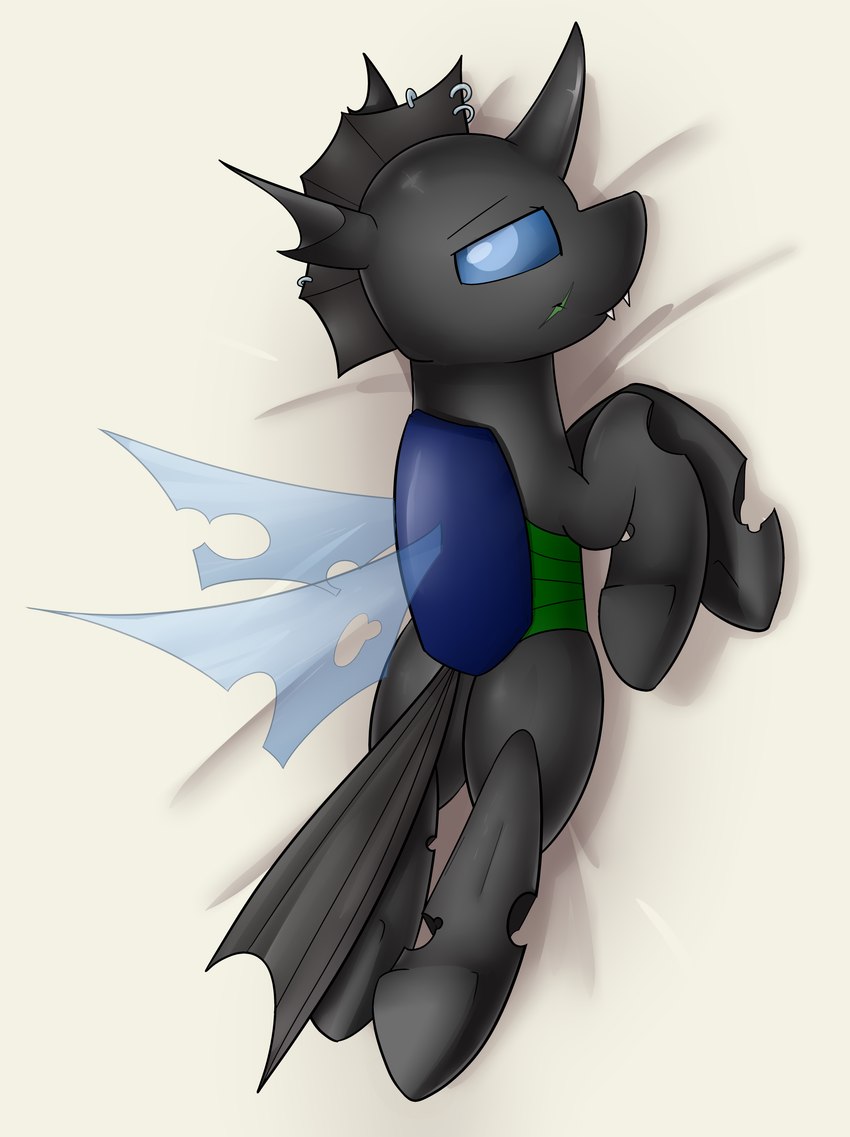 black_body blue_eyes exoskeleton facial_scar feral hole_(anatomy) hooves insect_wings male piercing quadruped scar solo wings amplitude friendship_is_magic hasbro my_little_pony evening_breeze arthropod changeling absurd_res hi_res