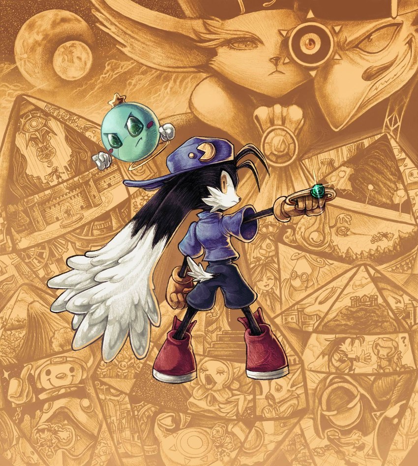 2_moons 5_fingers alternative_fashion anthro backwards_hat bangs beak big_ears black_body black_bottomwear black_clothing black_fur black_nose black_shorts blue_clothing blue_hat blue_headwear blue_shirt blue_topwear bottomwear castle clothing cloud detailed_background dipstick_ears dipstick_tail dot_eyes ear_markings ear_tuft evil_grin facial_hair female fingers floating floating_hands footwear fur furgonomic_bottomwear furgonomics gem glistening glistening_eyes gloves goth green_body green_gem green_sclera group handwear hat headgear headwear holding_object holding_ring looking_back male markings multicolored_body multicolored_ears multicolored_fur mustache night no_pupils noseless pose red_cheeks red_clothing red_footwear red_shoes ring round_body serious serious_face shirt shoes short_tail shorts simple_background singing sky smile sparkles standing star star_symbol starry_sky tail tail_markings teeth topwear triangle_nose tuft turning_around two_tone_body two_tone_fur volcano white_body white_ear_tips white_face white_fur white_tail_tip white_tuft yellow_background yellow_body yellow_clothing yellow_fur yellow_gloves yellow_handwear cozenveil bandai_namco klonoa_(series) pac-man_(series) emperor_jillius huepow klonoa avian canid canine canis felid feline felis lagomorph leporid mammal rabbit unknown_species 2024 colored hi_res shaded