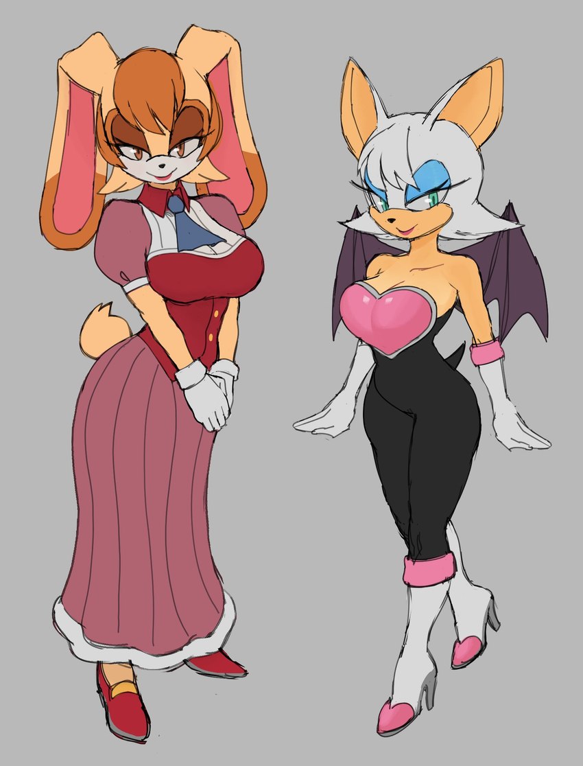 rouge the bat and vanilla the rabbit (sonic the hedgehog (series) and etc) created by bu55top