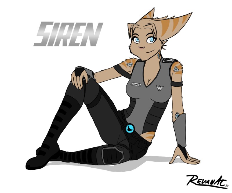 anthro breasts cleavage clothed clothing cybernetics female fur machine solo stripes revanac ratchet_and_clank sony_corporation sony_interactive_entertainment fan_character siren_(revanac) felid lombax mammal 2012