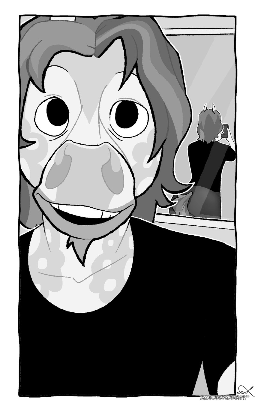 anthro big_butt butt male mirror selfie silly solo irradiatedpiratebooty jerma985 glue_(irradiatedpiratebooty) equid equine horse mammal hi_res meme monochrome redraw sketch