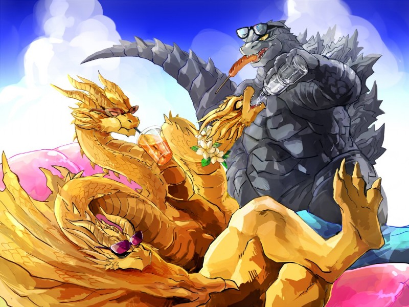 godzilla and king ghidorah (european mythology and etc) created by tsk03