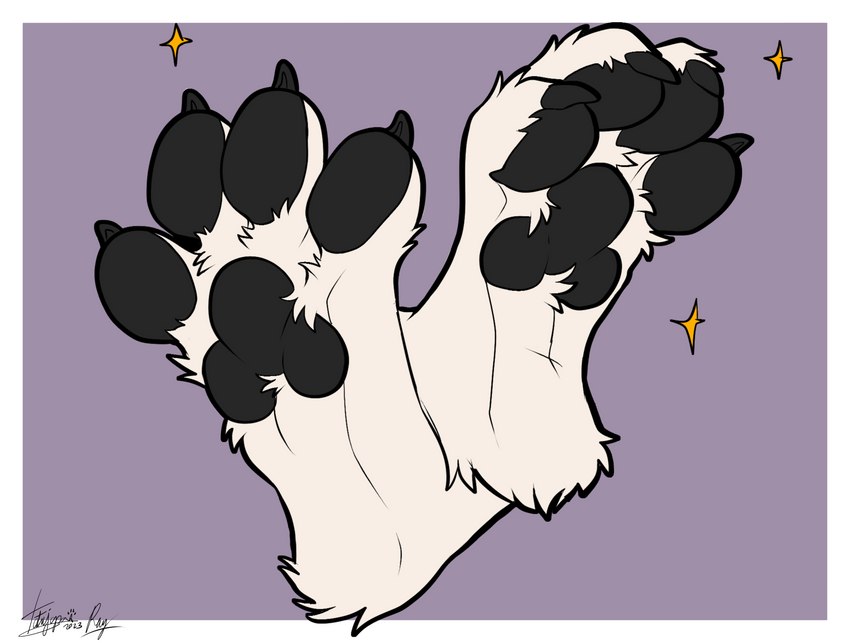 anthro black_claws black_pawpads claws crossed_feet feet foot_fetish foot_focus fur male pawpads simple_background solo sparkles toepads toes white_body white_fur tatujapa sabbyth canid canine canis mammal wolf hi_res signature