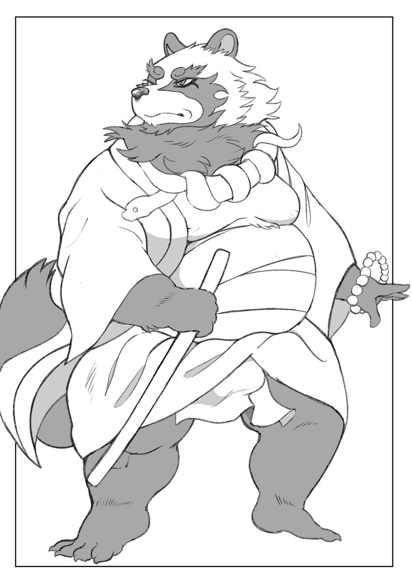 anthro asian_clothing belly big_belly clothing east_asian_clothing fundoshi humanoid_hands japanese_clothing kemono male moobs overweight overweight_male solo underwear white_clothing white_fundoshi white_underwear hysk canid canine mammal raccoon_dog tanuki 2022 hi_res