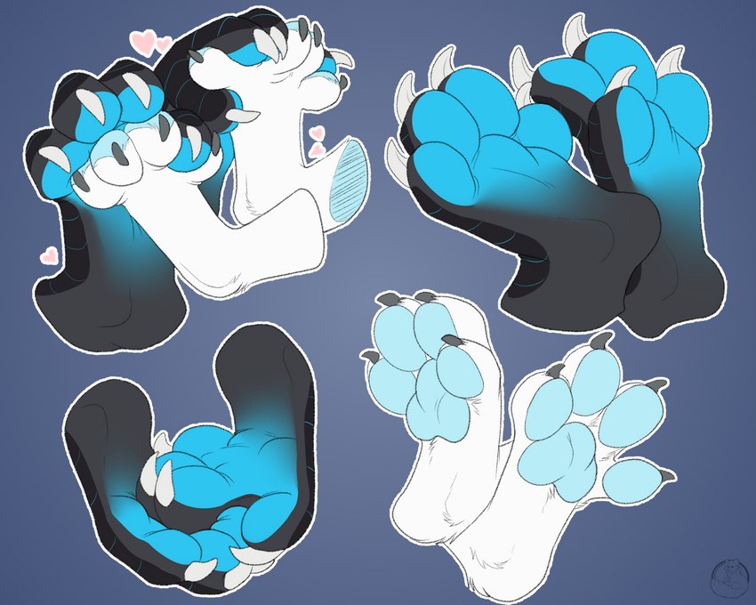 4_toes anthro between_toes big_feet black_body black_scales blue_pawpads claws digitigrade disembodied_foot duo entwined_toes feet feet_on_feet feet_up female foot_against_foot foot_fetish foot_focus foot_grab foot_on_foot foot_play foot_rub foot_shot footsie fur heart_symbol holding_feet holding_toes love male pawpads paws raised_foot rubbing_feet scales simple_background soles spread_toes toe_claws toe_grab toes toes_together touching_feet touching_toes white_body white_fur carifoxleopard mythology tundra_(polarlights) xero_(captainscales) canid canine dragon fox mammal mythological_creature mythological_scalie scalie 5:4