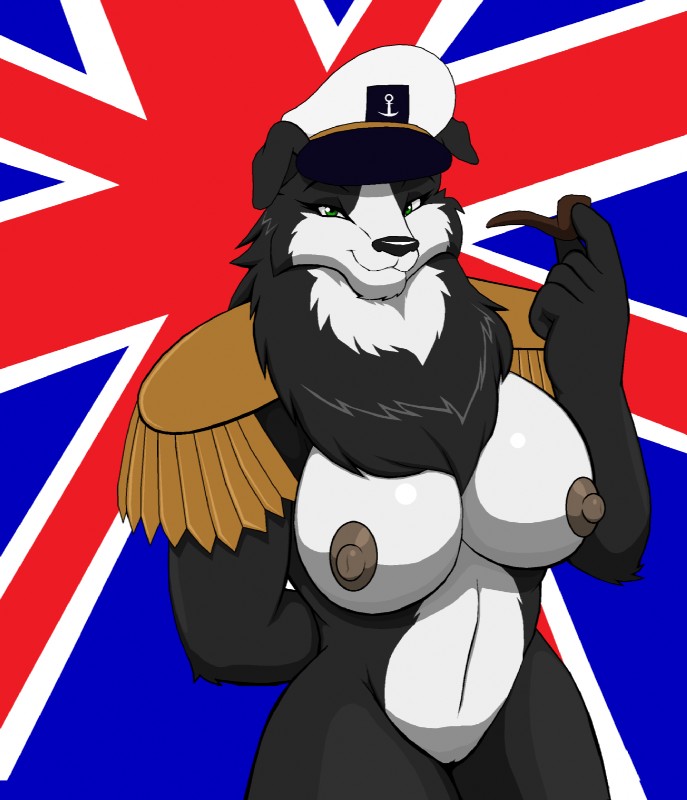 admiral anthro big_breasts black_nose breasts britain british chest_tuft clothing england female fur green_eyes hat headgear headwear nipples nude parody pipe smoking_pipe solo tuft union_jack united_kingdom world_war world_war_2 droll3 emmy_(droll3) border_collie canid canine canis collie domestic_dog herding_dog mammal pastoral_dog sheepdog hi_res