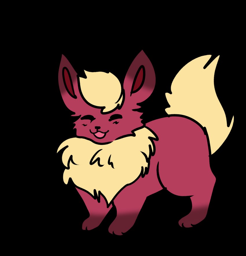 blep blush eyes_closed female feral solo tongue tongue_out rayzelea fakemon nintendo pokemon pinsel_rhead eeveelution flareon generation_1_pokemon pokemon_(species) absurd_res alpha_channel hi_res