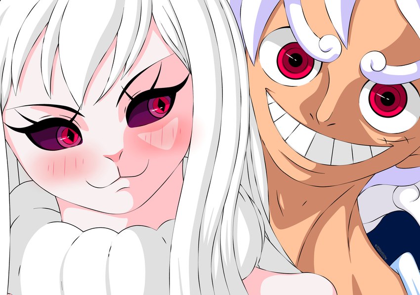 duo female male male/female kenshinho_arts one_piece carrot_(one_piece) monkey_d._luffy sulong_carrot humanoid lagomorph leporid mammal rabbit absurd_res hi_res