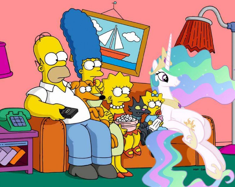 bald blonde_hair blue_hair controller cutie_mark electronics female feral furniture group hair horn lamp landline_phone male multicolored_hair o_o painting phone princess purple_eyes remote_control royalty smile sofa tail what unknown_artist friendship_is_magic hasbro my_little_pony mythology the_simpsons homer_simpson lisa_simpson maggie_simpson marge_simpson princess_celestia_(mlp) santa's_little_helper snowball_(the_simpsons) canid canine canis domestic_cat domestic_dog equid equine felid feline felis human mammal mythological_creature mythological_equine unicorn crossover lol_comments