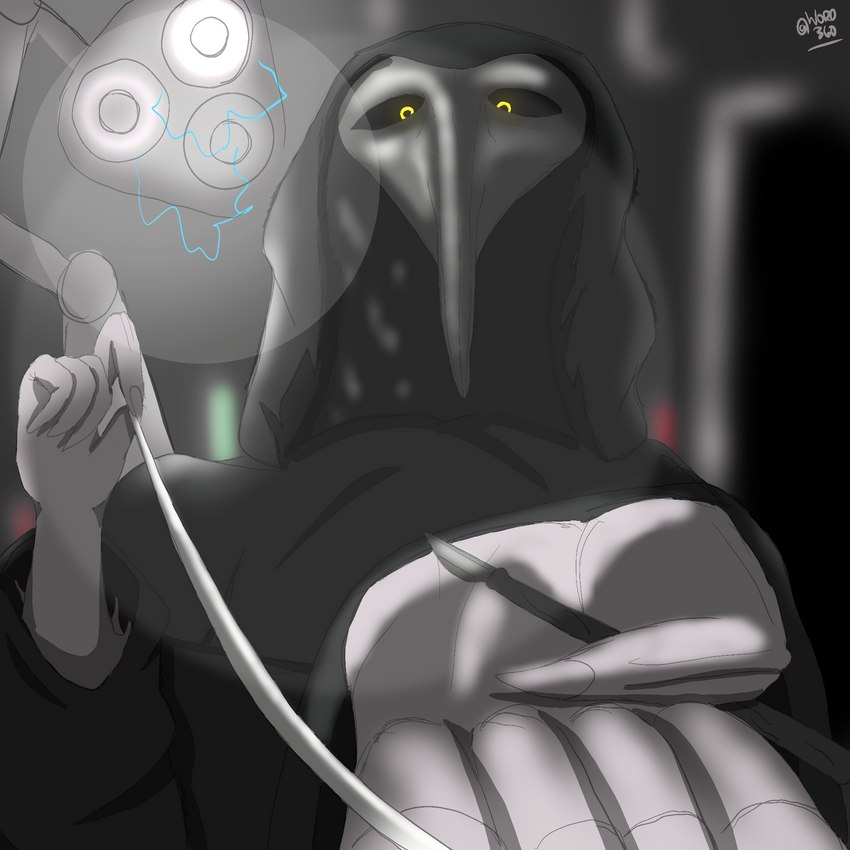 ambiguous_gender animal_mask beak_mask black_sclera blurred_background clothing dark duo electricity eye_contact fingernails first_person_view glowing glowing_eyes hand_on_chin human_pov light_fixture looking_at_another male mask medical_instrument nails neck_tuft plague_doctor robe scalpel scientific_instrument sharp_fingernails sharp_nails surgical_instrument surgical_suture tuft yellow_eyes drow462 scp_foundation scp-049 human humanoid mammal 1:1 hi_res