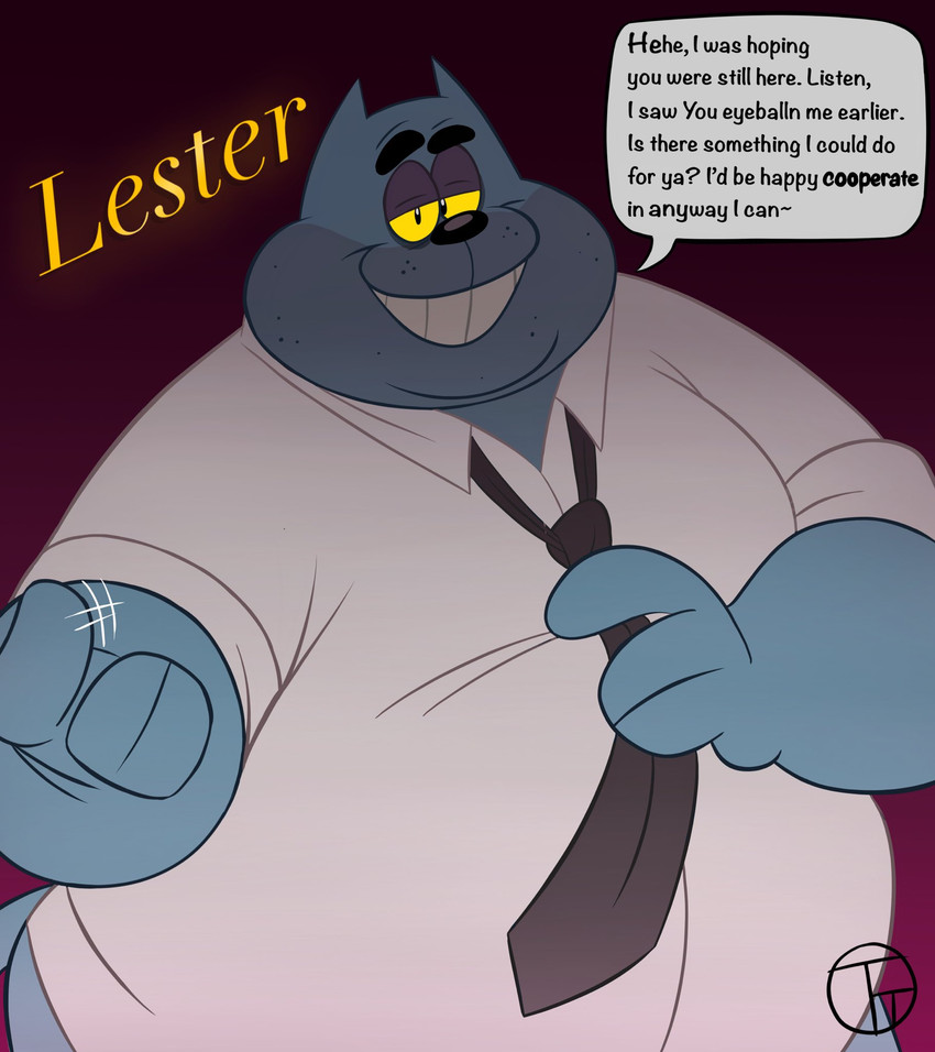 anthro beckoning black_nose blue_body blue_fur bottomless clothed clothing collared_shirt dialogue eyebrows facial_hair fur gesture half-closed_eyes humanoid_pointy_ears looking_at_viewer male mature_anthro mature_male narrowed_eyes necktie obese obese_anthro obese_male overweight overweight_anthro overweight_male pointy_ears raised_eyebrows rolled_up_sleeves seductive shirt short_ears smile solo stubble teeth text topwear undressing yellow_sclera trashtoonz lester_(trashtoonz) domestic_cat felid feline felis mammal 2021 english_text hi_res watermark