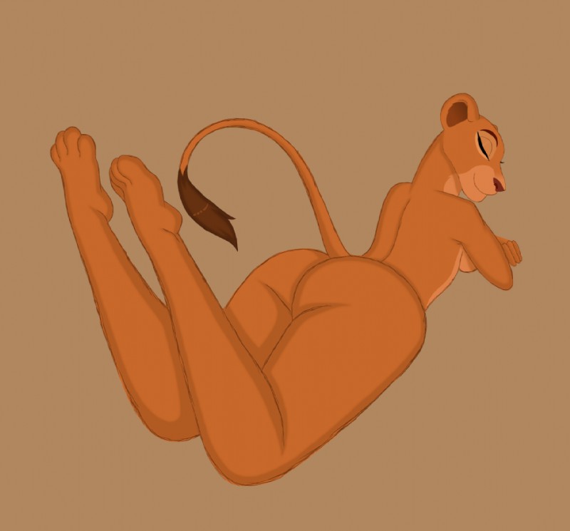 anthro anthrofied big_butt butt eyes_closed female lying nude on_front pose rear_view smile solo thick_thighs cocaine-leopard conditional_dnp disney the_lion_king nala_(the_lion_king) felid lion mammal pantherine pinup