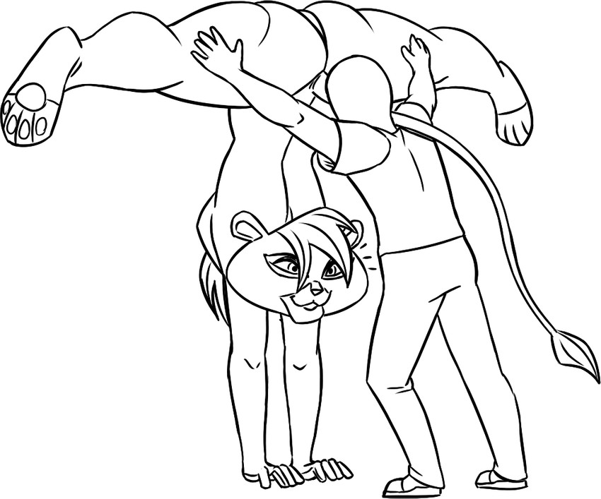 anthro big_butt breasts butt duo eyes_on_the_prize featureless_breasts featureless_crotch female flexible handstand larger_anthro larger_female male pawpads size_difference smaller_human smaller_male thick_thighs wide_hips redout el_arca anon bruma felid human lion mammal pantherine digital_drawing_(artwork) digital_media_(artwork) monochrome