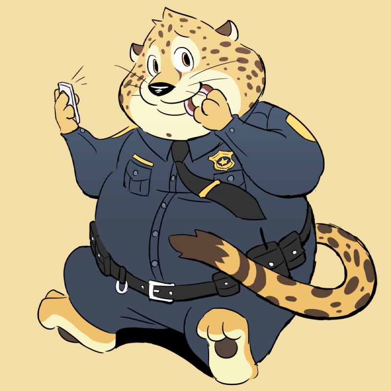 anthro fur male solo kajimaru_0507 disney zootopia benjamin_clawhauser cheetah felid feline mammal 1:1 digital_media_(artwork)