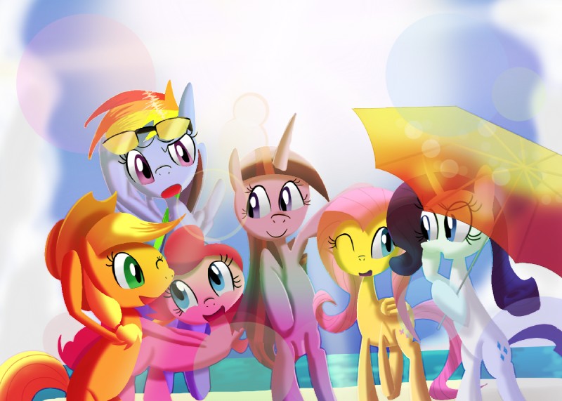 beach blue_body blue_fur cutie_mark feathered_wings feathers female feral fur group hair horn multicolored_hair open_mouth outside purple_hair rainbow_hair seaside smile two_tone_hair wings yellow_body yellow_feathers bendykins friendship_is_magic hasbro my_little_pony mythology applejack_(mlp) fluttershy_(mlp) pinkie_pie_(mlp) rainbow_dash_(mlp) rarity_(mlp) twilight_sparkle_(mlp) earth_pony equid equine horse mammal mythological_creature mythological_equine pegasus pony unicorn