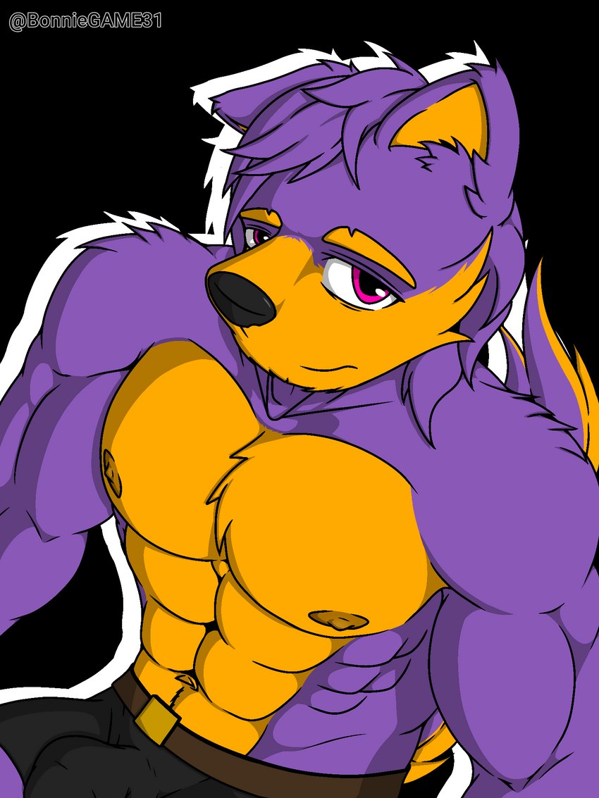 abs black_clothing black_underwear bulge clothing detailed_bulge dragons_adventures fur genital_outline looking_up male muscular nipples orange_body orange_fur pecs penis_outline purple_body purple_fur solo underwear viewed_from_above not_bgz31 james_vincent_lonard canid canine canis mammal wolf 3:4 hi_res