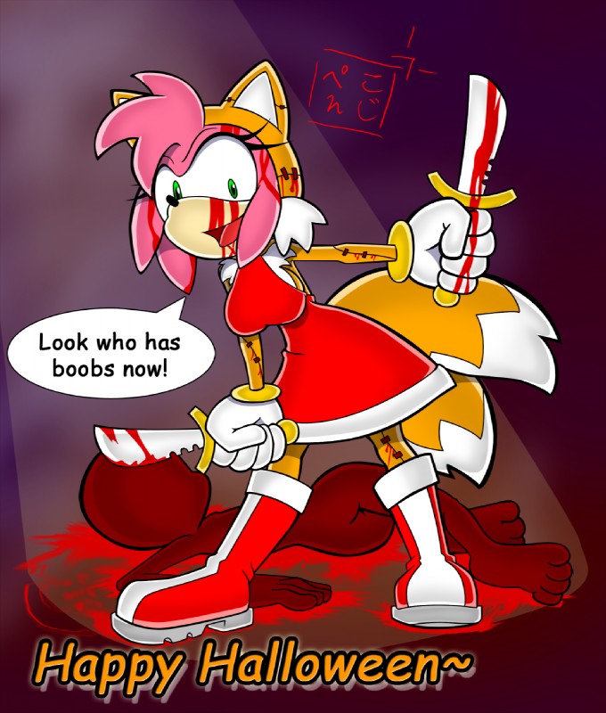 amy rose and miles prower (sonic the hedgehog (series) and etc) created by pensuke-kun