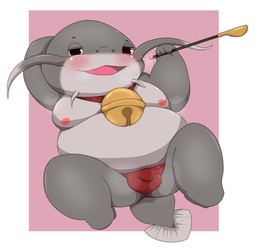 anthro balls_outline belly blush bulge clothing detailed_bulge genital_outline kemono male moobs nipples overweight overweight_male penis_outline simple_background sitting solo underwear kusosensei final_fantasy final_fantasy_xiv square_enix catfish fish marine namazu 2021 hi_res