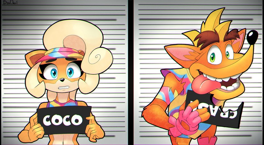 coco bandicoot and crash bandicoot (barbie and ken mugshot meme and etc) created by don ko