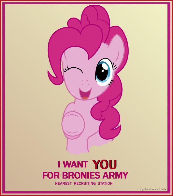 female feral fur hair hooves mane pink_body pink_fur pink_hair poster poster_template propaganda solo text diegotan friendship_is_magic hasbro my_little_pony pinkie_pie_(mlp) earth_pony equid equine horse mammal pony 2012 english_text hi_res