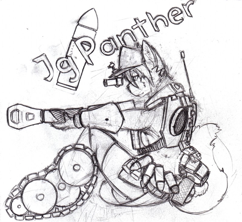 aiming ammunition anthro armor biped breasts cannon clothing female hat headgear headwear mecha_musume ranged_weapon scope side_boob sitting solo tail tank tracked_vehicle unconvincing_armor vehicle weapon chazcatrix felid mammal pantherine 2011 greyscale monochrome sketch