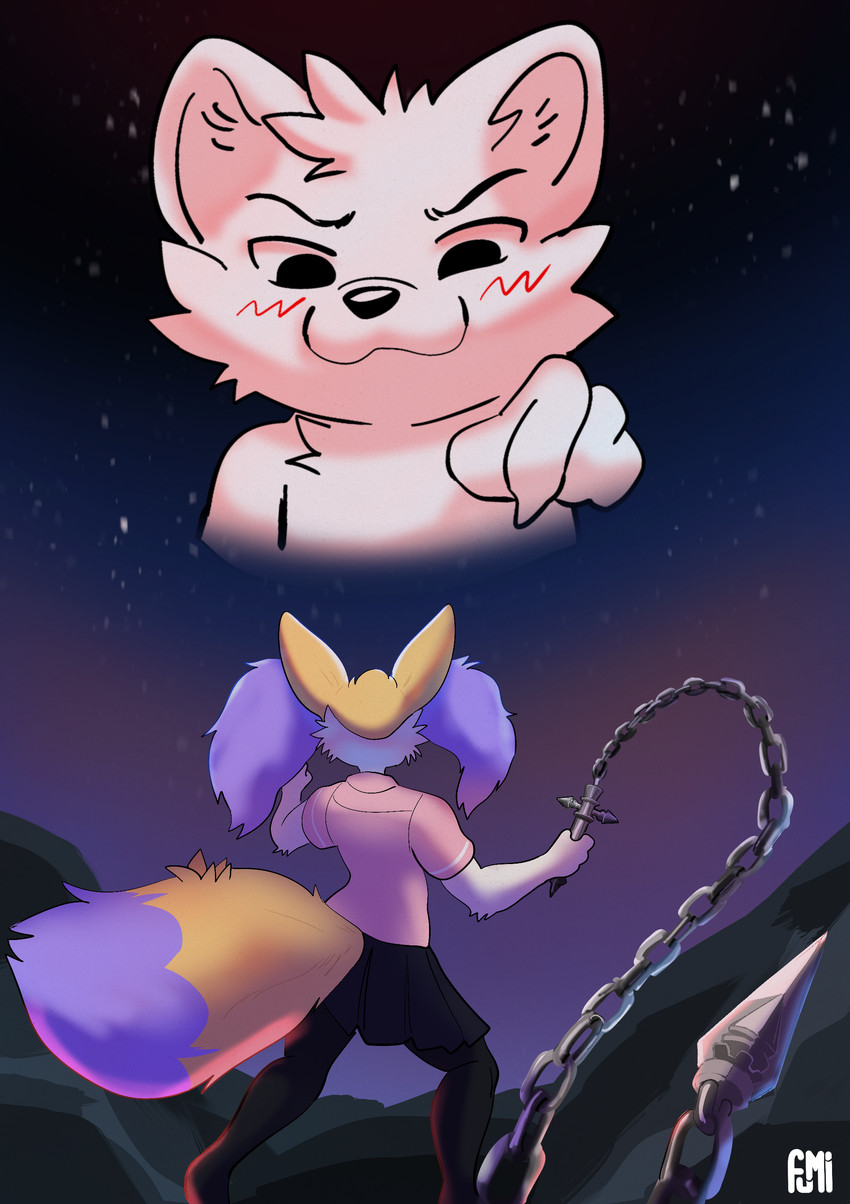 anthro chained_whip dark_skirt female gesture hand_gesture haunted_castle holidays morning_star_(weapon) mountain night pink_blouse pointing pointing_at_another star vampire_killer whip fumicake boy_kisser_(meme) castlevania halloween konami nintendo pokemon braixen generation_6_pokemon pokemon_(species) absurd_res hi_res meme