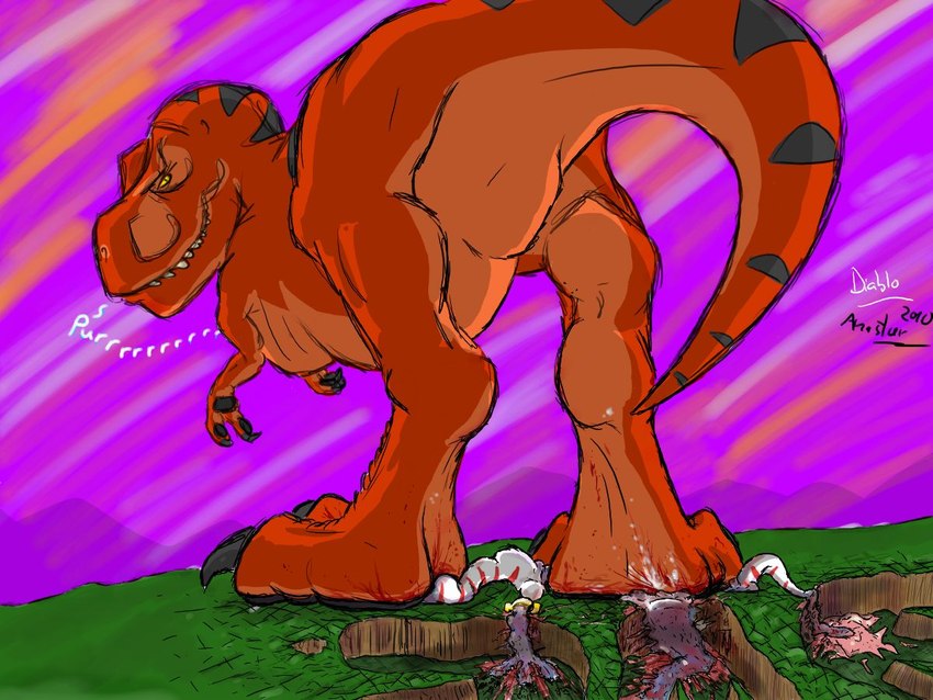 ambiguous_gender anthro biped blood bodily_fluids claws crush cum death duo execution feet feral foot_crush foot_fetish genital_fluids gore paws size_difference squish standing_on stepped_on stomping torture trampling underfoot ahastar_(artist) diablo_the_rex ahastar bolt_(diablo_the_rex) dinosaur dromaeosaurid prehistoric_species reptile scalie theropod tyrannosaurid tyrannosauroid tyrannosaurus tyrannosaurus_rex velociraptor 4:3