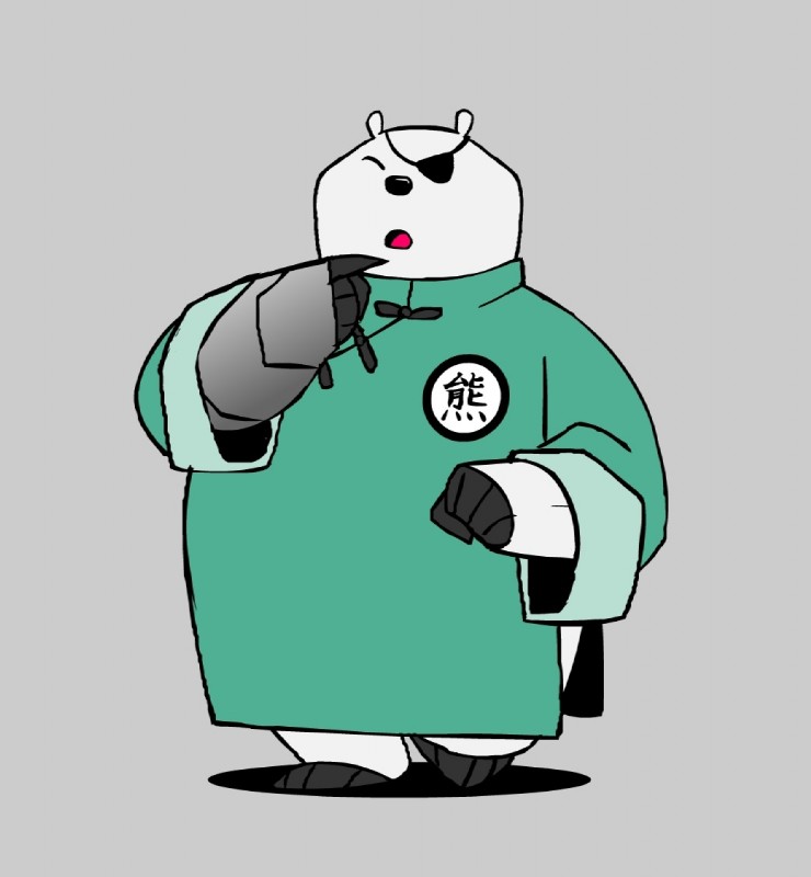 anthro clothing eye_patch eyewear fur male overweight overweight_anthro overweight_male robe simple_background solo white_body white_fur parker_simmons cartoon_network mao_mao:_heroes_of_pure_heart bearclops_(mao_mao) bear mammal polar_bear ursine 2015 official_art