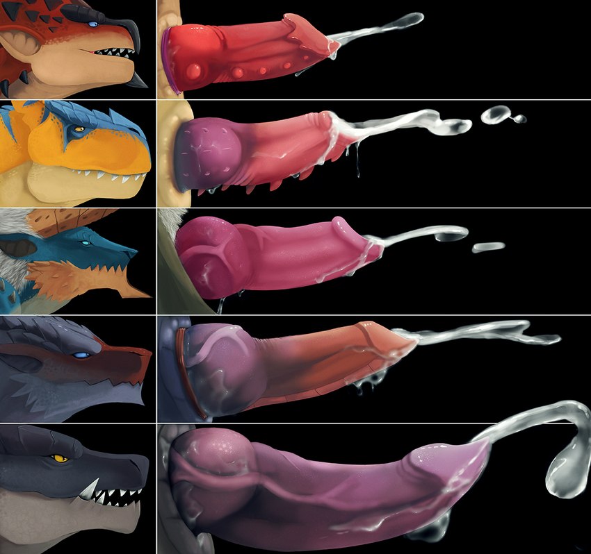 animal_genitalia animal_penis blue_eyes bodily_fluids chart cum cumshot ejaculation elder erection fangs feral fur genital_fluids genital_slit genitals group horn hunter knot lineup male open_mouth penis penis_chart penis_size_difference teeth vein veiny_knot veiny_penis yellow_eyes tallion capcom european_mythology monster_hunter mythology penis_lineup dragon elder_dragon fanged_wyvern fatalis flying_wyvern kushala_daora monster mythological_creature mythological_scalie rath_wyvern rathalos scalie tigrex western_dragon wyvern zinogre