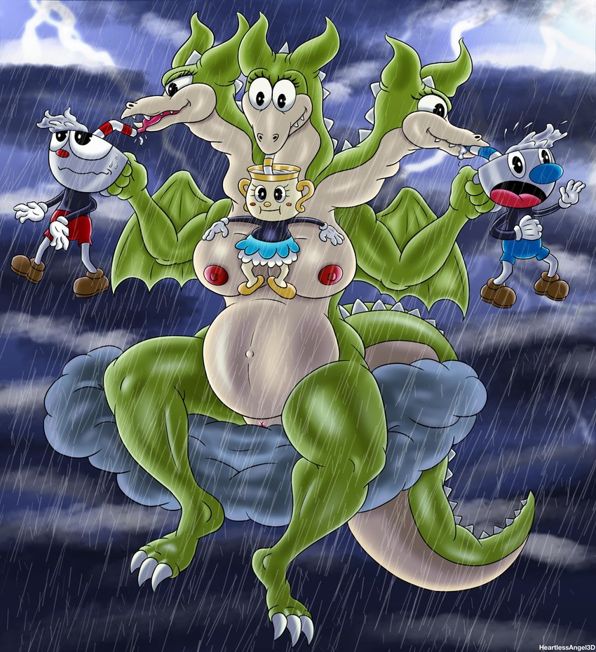 anthro breasts female genitals group heads male matchstick multi_head nude pregnant pussy tail heartlessangel3d cuphead_(game) european_mythology greek_mythology mythology cuphead_(character) grim_matchstick mugman dragon hydra mythological_creature mythological_scalie scalie western_dragon absurd_res hi_res brother_(lore) brothers_(lore) sibling_(lore)