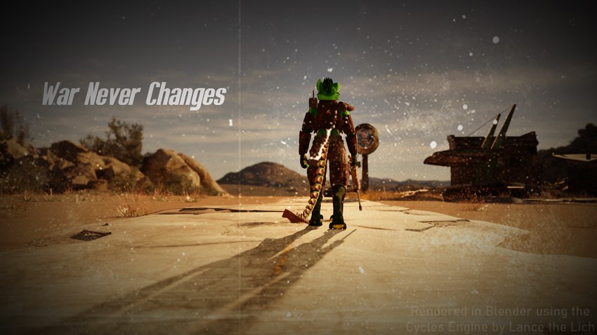 ambiguous_gender anthro armor clothing desert fur green_body green_fur gun pawpads paws post-apocalyptic ranged_weapon solo warneverchanges weapon lance_the_lich blender_cycles fallout microsoft lance_barrowpaw raider_(fallout) canid canine canis lich mammal undead wolf 16:9 3d_(artwork) blender_(artwork) digital_media_(artwork) hi_res widescreen