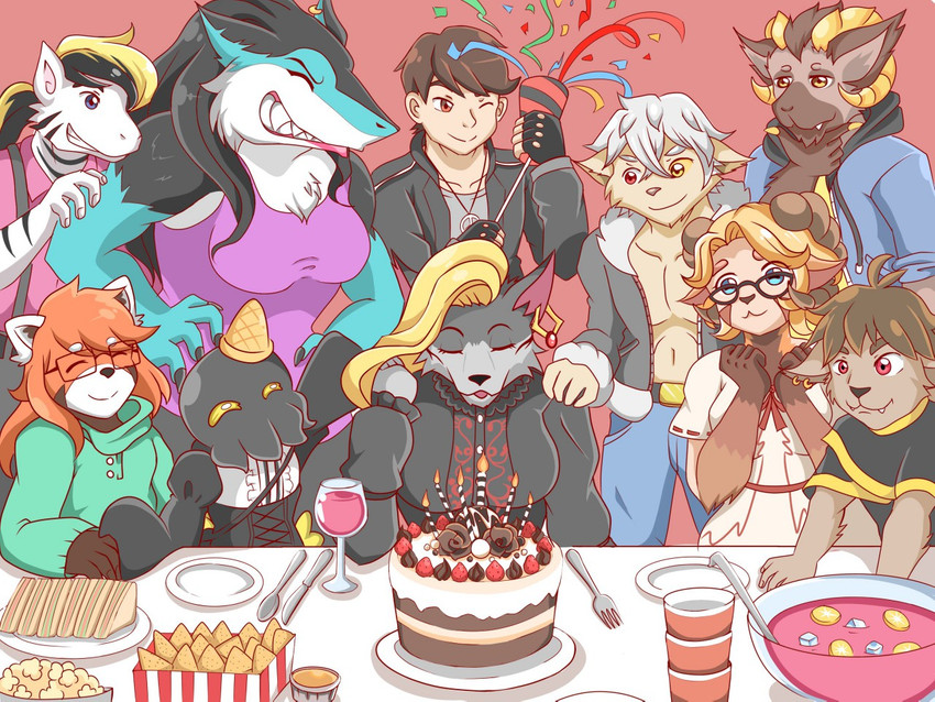 anthro birthday birthday_cake bovid_horn cake caprine_horn dessert eyewear female food glasses group horn male ram_horn smile sp4evar_(artist) hasbro my_little_pony bilberryfryst cthulhu-kun_(character) eugeniamilros eugeniy_g eugeniyburnt_(character) knil_(character) mintredpanda okti_wolfik sly_the_pony_(character) thicc_cheese ailurid bovid canid canine canis caprine coyote equid equine fox horse human hybrid mammal pony red_fox red_panda sergal sheep silver_fox true_fox voogaroo 4:3