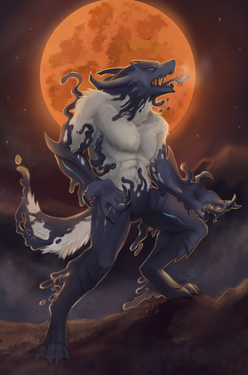 breath fibroscurix hexatexime light moonlight nude solo chlorine_artworks mythology rix canid canine mammal mythological_canine mythological_creature symbiote werecanid werecanine werecreature werewolf absurd_res hi_res