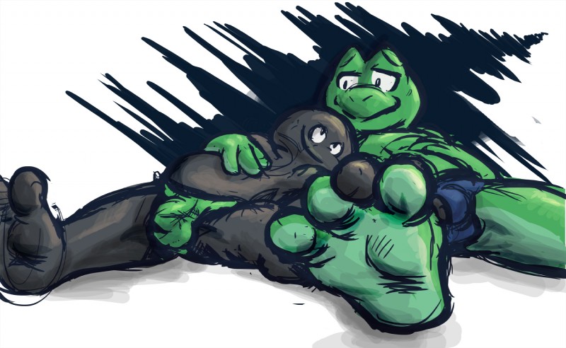 3_toes anthro between_toes bulge clothing cuddling duo feet foot_fetish foot_focus foot_play footsie lounging male male/male shell-less toes underwear runde brask_vovik ket_ralus_(character) nerond reptile scalie tortavi turtle 2016 hi_res