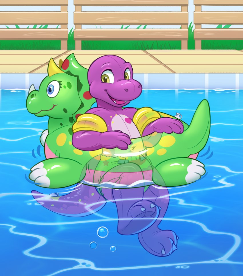 anthro clothed clothing diaper inflatable inner_tube male open_mouth pattern_diaper pool pool_toy smile solo swim_ring swim_ring_with_face unusual_anatomy unusual_wings water water_wings wearing_diaper wearing_swim_ring wings young young_anthro pastelberry zoran animate_inanimate ceratopsian dinosaur living_inflatable ornithischian prehistoric_species reptile scalie theropod triceratops tyrannosaurid tyrannosauroid tyrannosaurus tyrannosaurus_rex hi_res