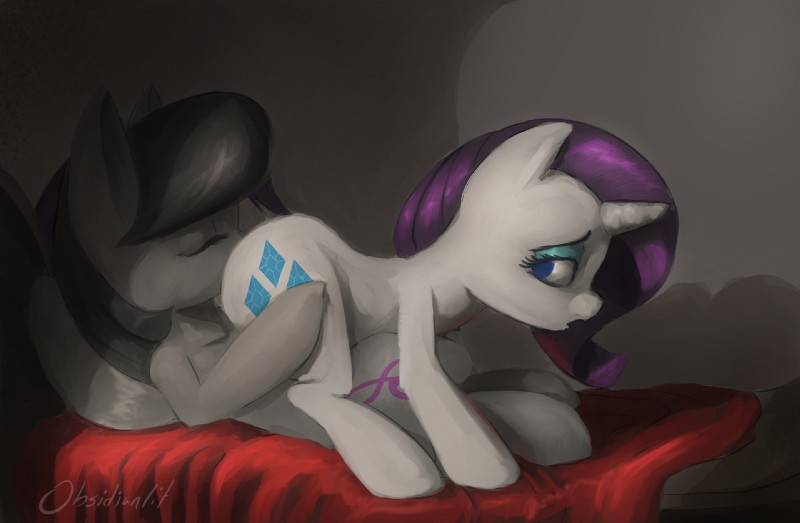 bed black_hair blue_eyes blue_eyeshadow cutie_mark duo eyelashes eyes_closed eyeshadow female female/female feral fur furniture grey_body grey_fur hair horn inside lying makeup on_back oral pillow purple_hair sex white_body white_fur obsidianlit friendship_is_magic hasbro my_little_pony mythology octavia_(mlp) rarity_(mlp) earth_pony equid equine horse mammal mythological_creature mythological_equine pony unicorn 2014