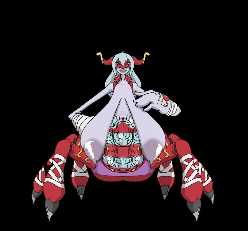 big_breasts breasts female horn huge_breasts impregnation interspecies interspecies_impregnation long_breasts mask mature_female multi_limb pregnant sagging_breasts solo x-ray_view bookman_v bandai_namco digimon arachnid arthropod arukenimon digimon_(species) humanoid spider alpha_channel